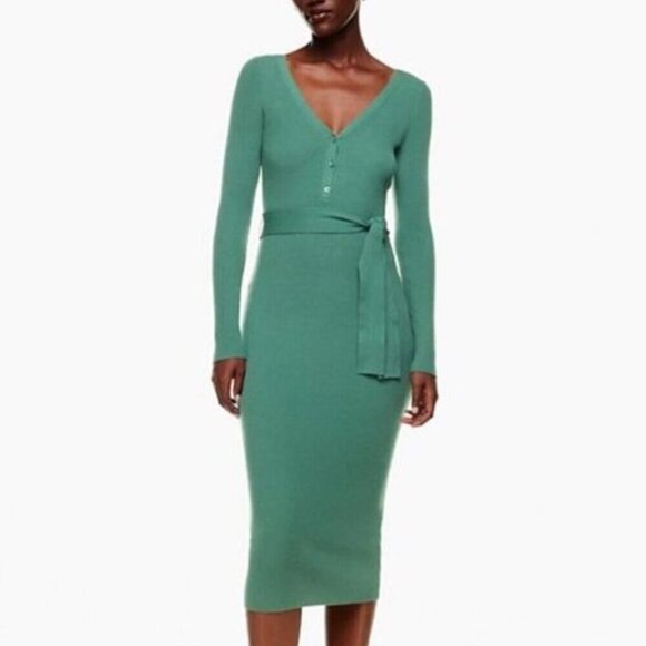 Aritzia Dresses & Skirts - Aritzia The Group by Babaton Henley Sweater Midi Dress Green Size Medium